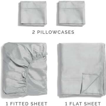 400 Thread Count Cotton Sheet Set - King Size 100% Cotton Sheets - Easily Fits 8" to 16" Mattress - Silky-Soft, Wrinkle Free, Breathable & Comfy - Deep Pockets & Hotel Quality Bedding Set - Light Grey