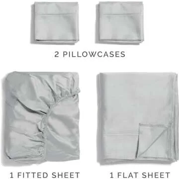 400 Thread Count Cotton Sheet Set - King Size 100% Cotton Sheets - Easily Fits 8" to 16" Mattress - Silky-Soft, Wrinkle Free, Breathable & Comfy - Deep Pockets & Hotel Quality Bedding Set - Light Grey