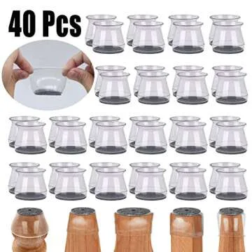 BUMACO 40Pcs Chair Leg Floor Protectors Chair Leg Protectors for Hardwood Floors Silicone Pads Cover...