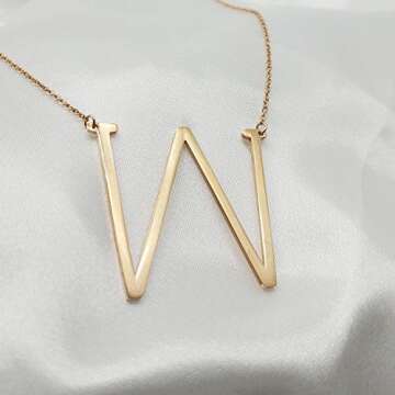 MOMOL Gold Plated Sideways Initial Necklace for Women
