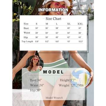 BMJL Women's High Waisted Bikini Ribbed Two Piece Swimsuit High Cut Color Block Adjustable Straps Bathing Suit(L,Army Green)