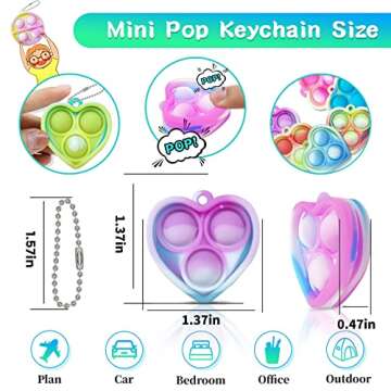 ONKULL Pop Fidget Toys, Party Favors Toys, 30 Pcs Pop Keychain for Kids Valentines Day for Kids - Va...