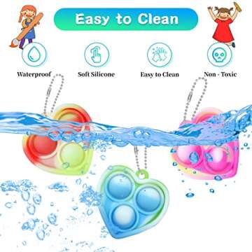 ONKULL Pop Fidget Toys, Party Favors Toys, 30 Pcs Pop Keychain for Kids Valentines Day for Kids - Valentines Day for Kids - Set of 30 Pop Heart Fidget Toys Bulk - Valentine for Toddlers Girls