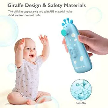 Baby Nail Trimmer Electric Baby Nail File Safe Baby Nail Clippers with Light 10 Grinding Heads Queit Baby Nail Polish Grooming Kit for Newborn Infant Toddler Toes Fingernails Care - Blue