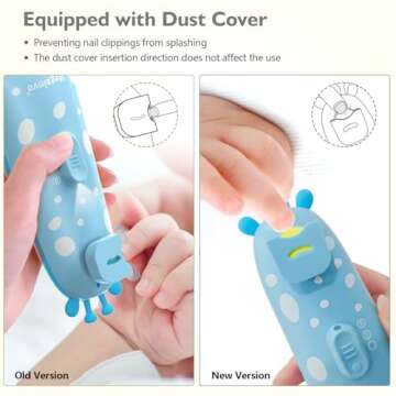 Baby Nail Trimmer Electric Baby Nail File Safe Baby Nail Clippers with Light 10 Grinding Heads Queit Baby Nail Polish Grooming Kit for Newborn Infant Toddler Toes Fingernails Care - Blue