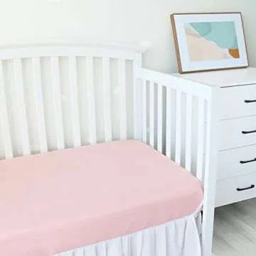 Muslin Crib Sheets for Boys and Girls 2 Pack, Ultra Soft Muslin Fitted Baby Crib Sheet for Standard Crib Mattress & Toddler Bed Mattress, Grey and Pink