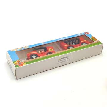 Wooden Train Cars Track Accessories Set Rescue Fire Truck Small Vehicles Magnetic Train Cars Fit for Wooden Train Track Railway for Boys and Girls (Fire Truck(with Light and Sound))