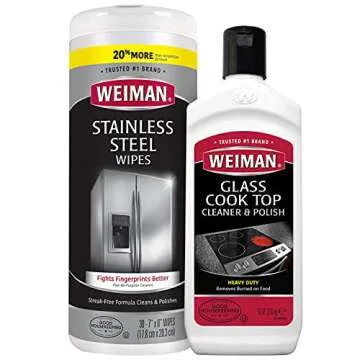 Weiman Cooktop Polish & Stainless Steel Wipes for Easy Cleaning
