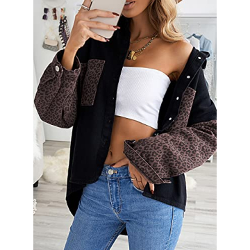 Stylish Happy Sailed Cheetah Denim Jacket for Women