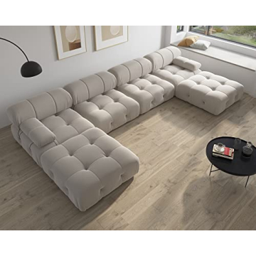 BOKIFOL Sectional Sofa, Modular Sectional Couch with Ottomans- U Shaped Couch for Living Room, 6 Sea...