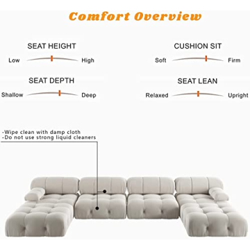 BOKIFOL Velvet Sectional Sofa - Luxurious U-Shaped Couch