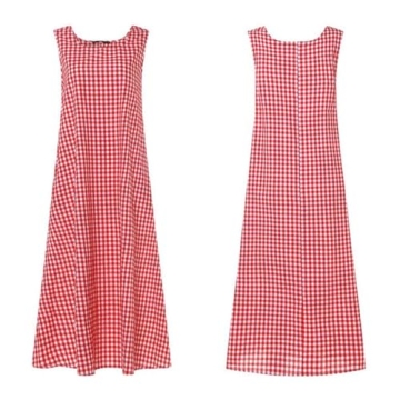 Stylish Cotton Linen Plaid Maxi Dress for Summer Fun