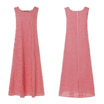 Stylish Cotton Linen Plaid Maxi Dress for Summer Fun