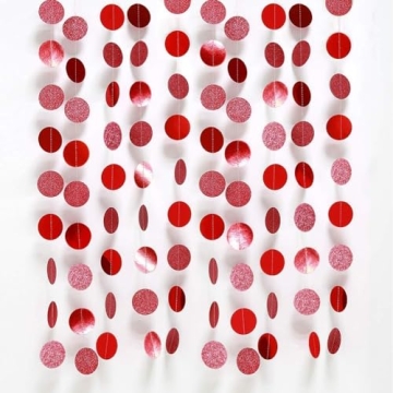Decor365 Red Glitter Birthday Decorations Dot Garlands Circle Streamers Banner BackdropWeddings Baby...