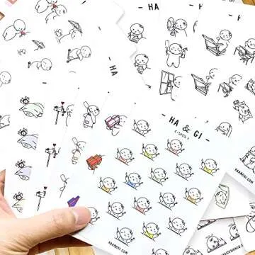 20 Sheets of Character Planner Stickers, Kawaii Cute Cartoon Design Accessories Enhance and Simplify...