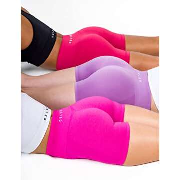 CELER Womens Workout Shorts Seamless Scrunch Butt Gym Shorts High Waisted Yoga Athletic Booty Shorts, Sonic Bloom XL