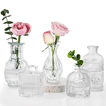 Elegant Fixwal Set of 5 Bud Vases for Home Decor