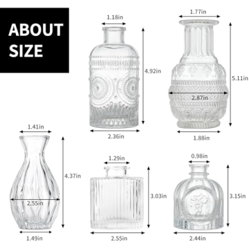 Elegant Fixwal Set of 5 Bud Vases for Home Decor