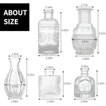 Elegant Fixwal Set of 5 Bud Vases for Home Decor