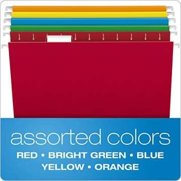 Pendaflex Hanging File Folders in Assorted Colors, 25 Pack