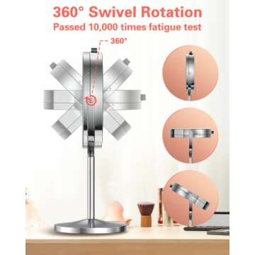 Benbilry 10X Magnifying Lighted Makeup Mirror, 7 Inch Double Sided 1X/10X Magnification with Lights, 360° Rotation Swivel Travel Make Up Mirror with Lighting, Battery Operated