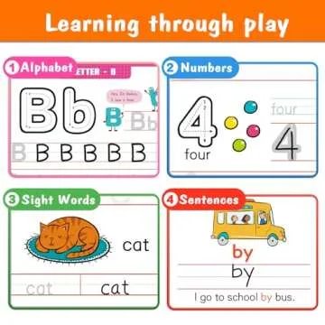Hulupiggy Preschool Learning Activities Number Letter Tracing Book for Kids, Pre Kindergarten Workbook Sight Words Montessori Educational Alphabet Learning Toys for Toddlers 3 4 5 6 Years Old