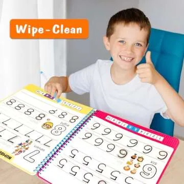 Hulupiggy Preschool Learning Activities Number Letter Tracing Book for Kids, Pre Kindergarten Workbook Sight Words Montessori Educational Alphabet Learning Toys for Toddlers 3 4 5 6 Years Old