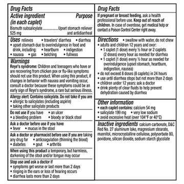 Pepto Bismol Caplets Ultra for Nausea, Heartburn, Indigestion, Upset Stomach, and Diarrhea - 5 Sympt...