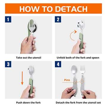 HIKENTURE 4-in-1 Camping Utensils,Stainless Steel Spoon Fork Knife Combo with Bottle Opener,Backpack...