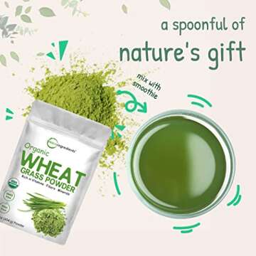 Micro Ingredients Sustainably US Grown, Organic Wheat Grass Powder (100% Whole-Leaf), 16 Ounce, Rich in Immune Vitamins, Fibers and Minerals, Support Digestion Function, Vegan Friendly