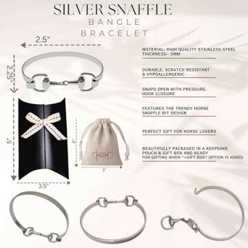 Equestrian Bangle Snaffle Bit Bracelet for Horse Lovers