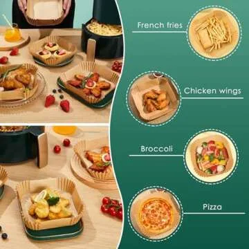 Small Air Fryer Liners - 100 Disposable Sheets for Easy Cooking