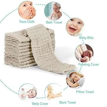 Yoofoss Muslin Burp Cloths - 10 Pack Soft & Absorbent