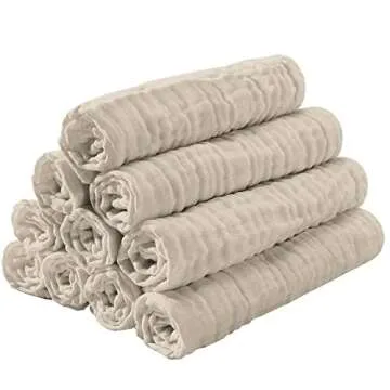 Yoofoss Muslin Burp Cloths - 10 Pack Soft & Absorbent