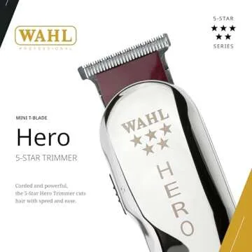 Wahl Professional 5 Star Hero Corded Trimmer Adjustable T Blade Lightweight Precision Lining