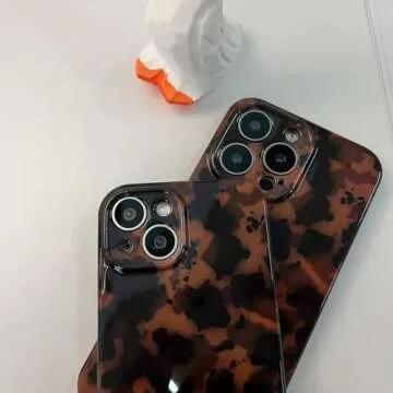 aaknhen Tortoise Shell Phone Case Compatible for iPhone 16(NOT Pro) Retro Leopard Cheetah Print Chic Animal Pattern Flexible Soft TPU Protective Cool Girls Amber Brown Phone Cover(for iPhone 16)