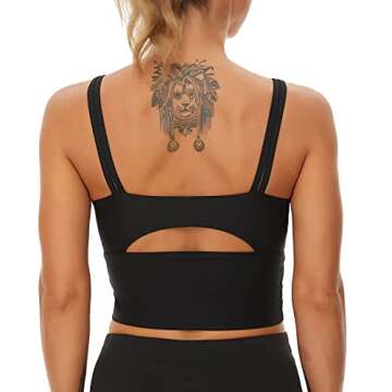 AIXIABU Women Longline Sports Bra - Padded Workout Yoga Bra Running Athletic Crop Tops Medium Support (X-Large, Black-3)