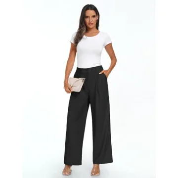 LILLUSORY Womens Wide Leg High Waisted Dress Pants