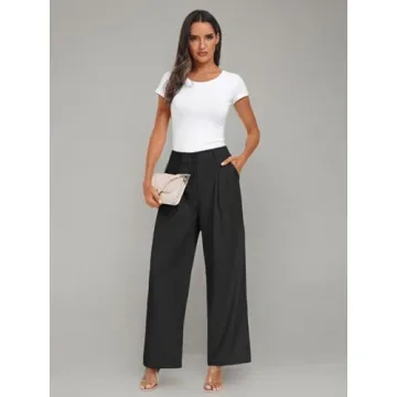 LILLUSORY Womens Wide Leg High Waisted Dress Pants