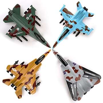 4 Pack Diecast Fighter Jets – Pullback Airplane Toys for Kids and Collectors