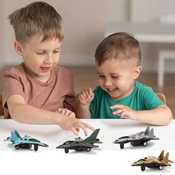 Diecast Fighter Jets Set for Kids - Toy Airplanes with Pullback Action