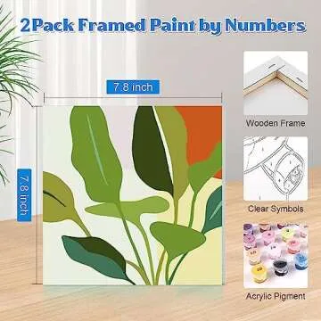 cupmod 2 Pack Framed Paint by Number for Kids Ages 8-12,Easy DIY Acrylic Flower Watercolor Paint by ...