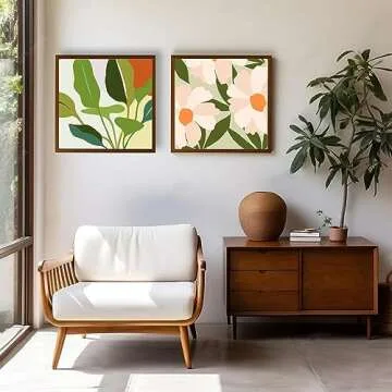 cupmod 2 Pack Framed Paint by Number for Kids Ages 8-12,Easy DIY Acrylic Flower Watercolor Paint by Numbers Kits on Canvas,Paint by Number for Adults Beginners for Home Wall Decor (8x8inch)