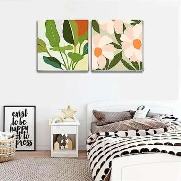 cupmod 2 Pack Framed Paint by Number for Kids Ages 8-12,Easy DIY Acrylic Flower Watercolor Paint by Numbers Kits on Canvas,Paint by Number for Adults Beginners for Home Wall Decor (8x8inch)