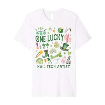 One Lucky Nail Tech Artist St Patricks Day Esthetician Salon Premium T-Shirt
