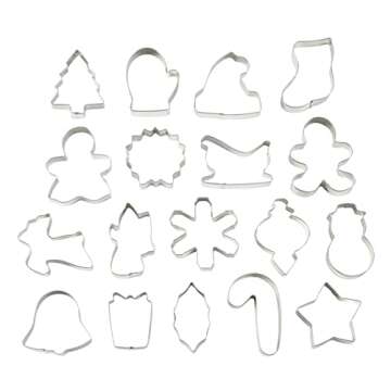 Wilton Holiday Shapes Metal Christmas Cookie Cutter Set, 18-Piece