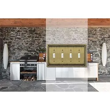 Henne Bery Sunken Pearls Heavy Duty Decorative Wall Plate Switch Plate Outlet Cover (Quad Toggle, Antique Brass)