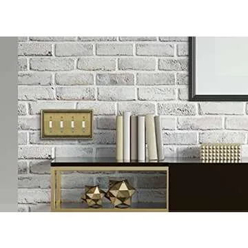 Henne Bery Sunken Pearls Heavy Duty Decorative Wall Plate Switch Plate Outlet Cover (Quad Toggle, Antique Brass)