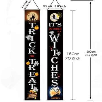 Halloween Decorations Outdoor, Trick or Treat & It's October Witches Banners Hanging Sign for Front ...