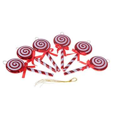 Clever Creations Lollipop Christmas Ornament Set of 6 Pieces, Shatterproof Holiday Décor for Christ...